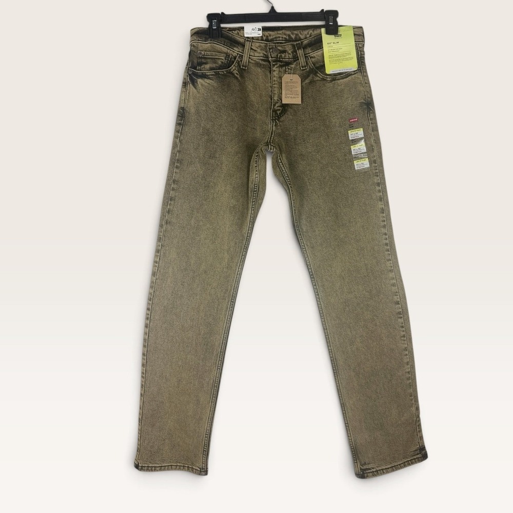 Levi's Jeans 511 Slim Mens 30x32 Olive Brown Acid Wash Flex Stretch NEW